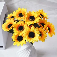 1 bouquet 7 heads artificial eternal sunflower faux silk flowers home wedding decor mother valentines day new year gift