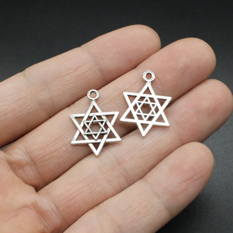 

Chxiuu 1316mm 15PCS Anitque Silver Color SixStar Symbol Charms Pendant for DIY Bracelet Nacklace Jewelry Making handmade Crafts