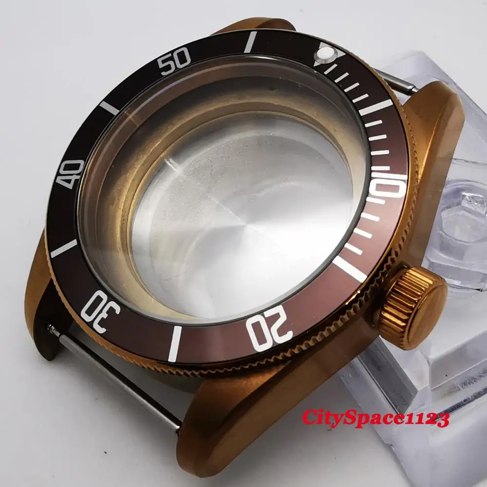 Мужские часы 41 мм латунные с pvd-покрытием чехол циферблат светящиеся руки