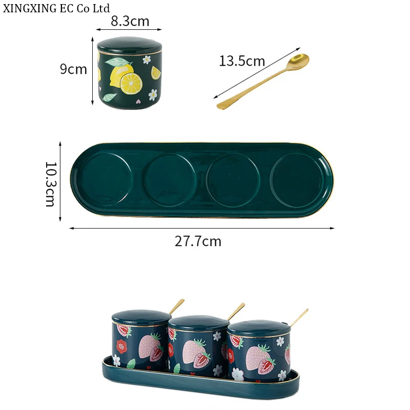 

Nordic Seasoning Pot Ceramic Seasoning Box Kitchen Household Salt Shaker Creative Seasoning Box Set Moisture-proof with Lid