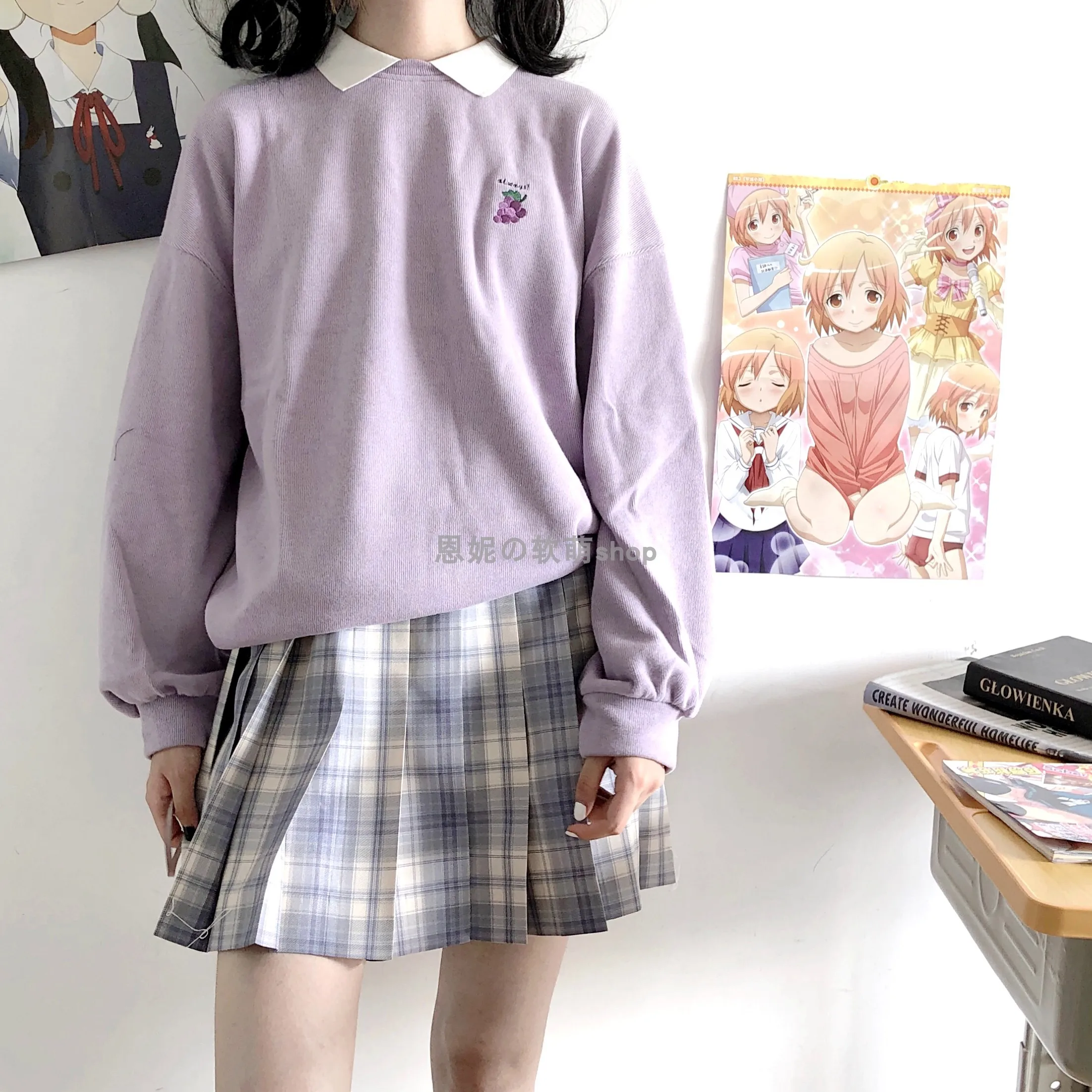 

Soft Sister Cute Girl Japanese Preppy Polo fruit Print Sweet Cute Long Sleeve Hoodies Women Autumn Winter Pullover Student Tops