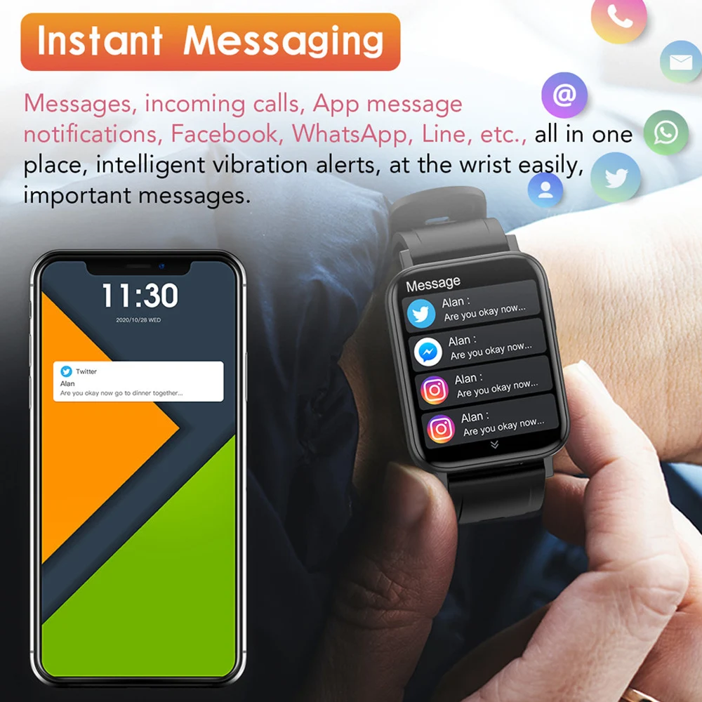 2021 smart watch body temperatureheart rate measurement 1 65 inch screen sport smartwatch men women customize wallpaper watches free global shipping