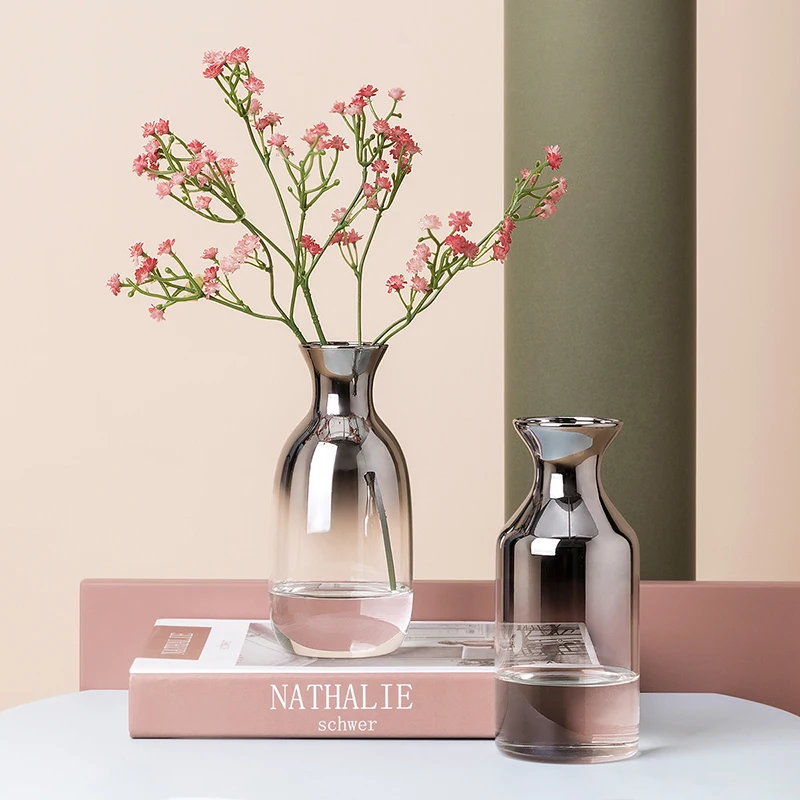 Скандинавская стеклянная ваза серебряный градиент сушеный скандинавский цветок