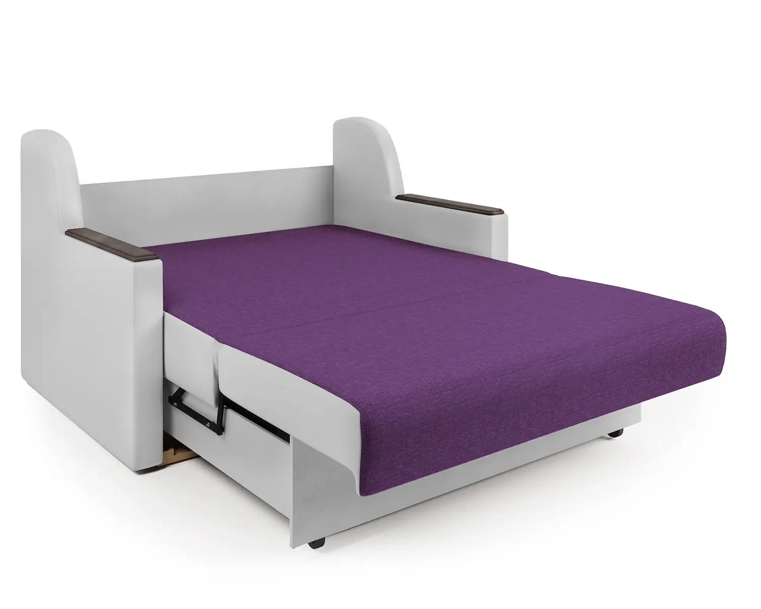 Диван аккордеон Аккорд Д 140 фиолетовая рогожка и экокожа белая | Мебель