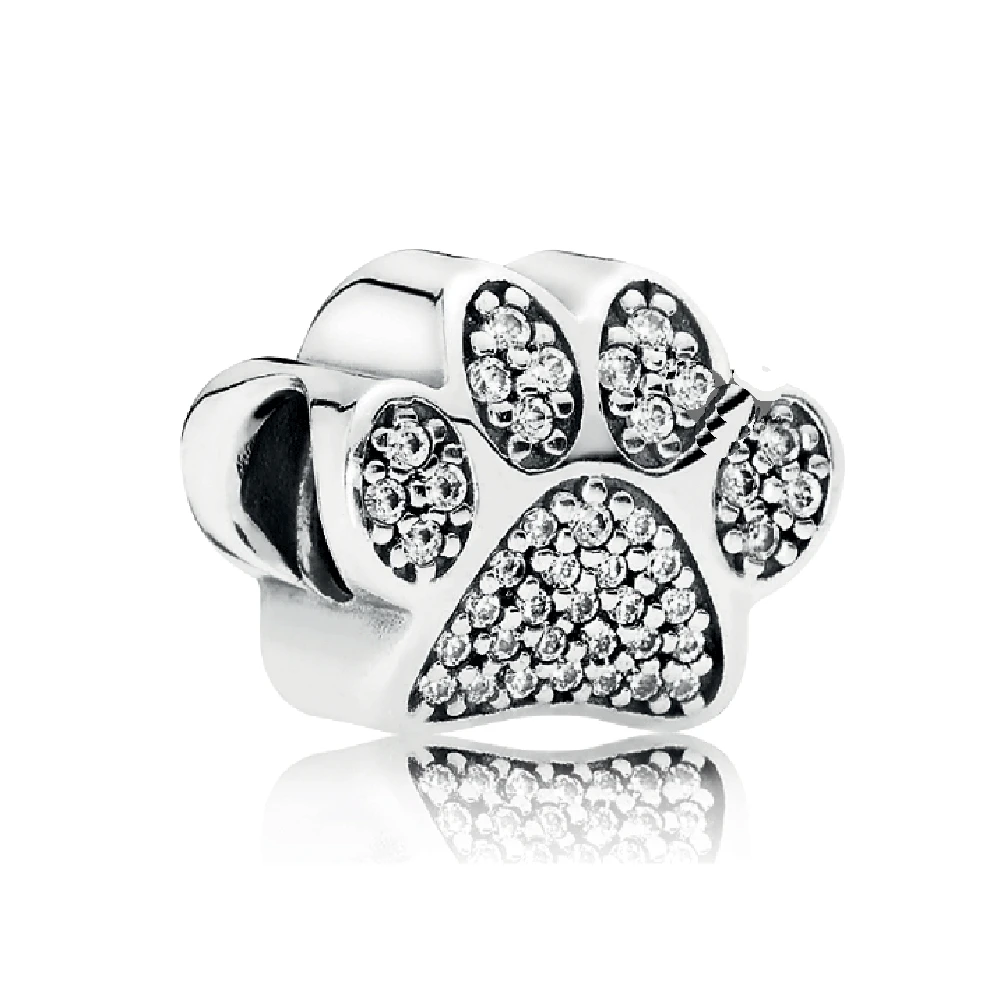 

100% реальные искусственные серебряные отпечатки лап, шармы с животными, подходят для оригинального браслета, Diy ювелирные изделия