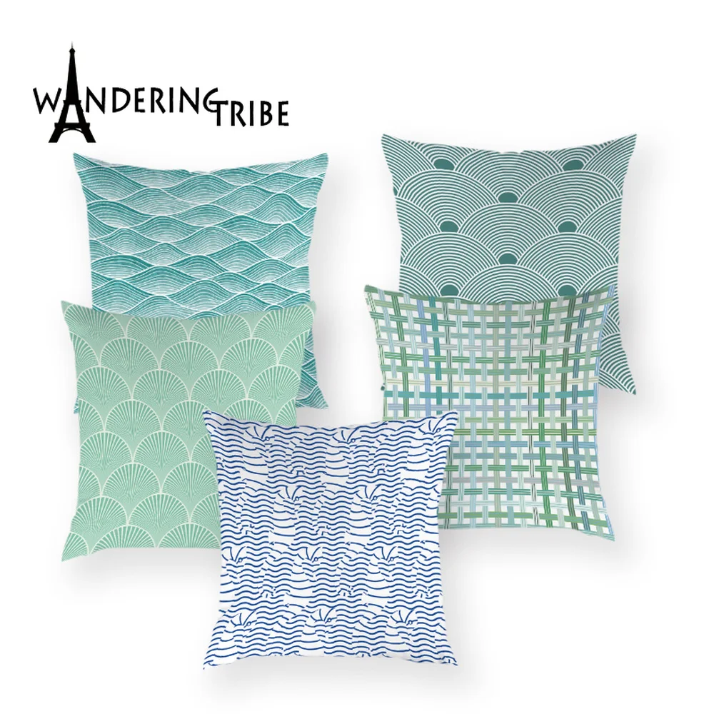 Полосатый чехол для подушки с рисунком лодки модные геометрические декоративные