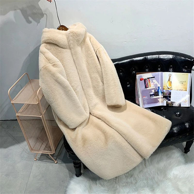 Женское длинное меховое пальто новинка зимы 2019 искусственный мех норки Толстая