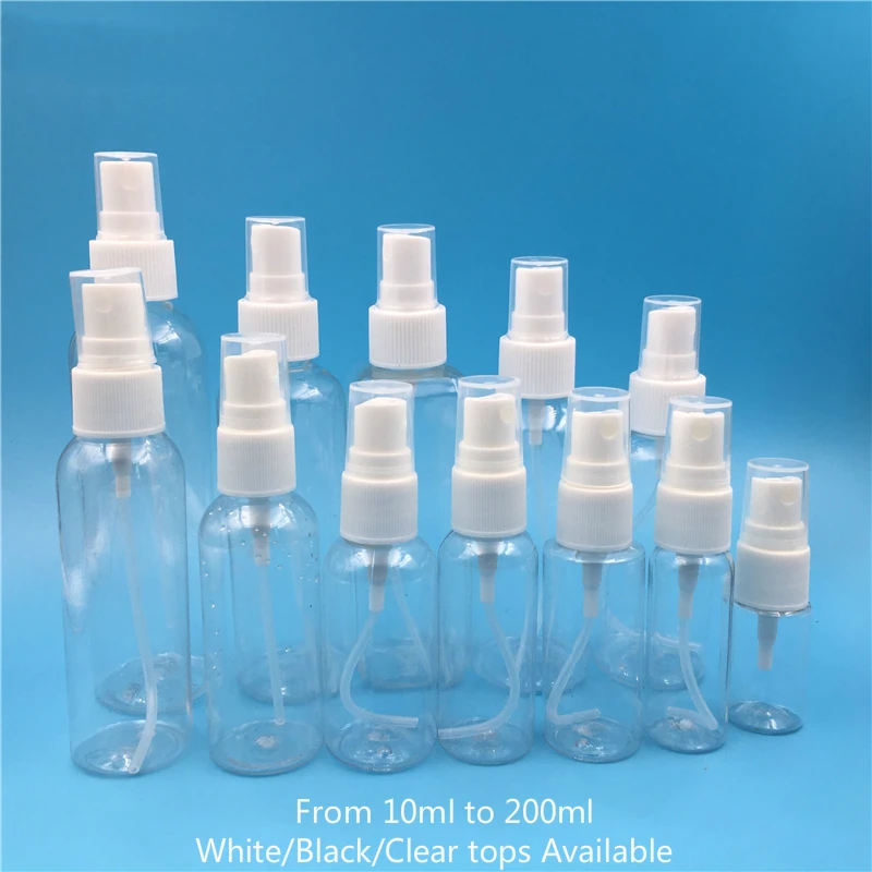

10ml 20ml 30ml 50ml 60ml 100ml 120ml 200ml Clear Plastic Empty Spray Bottle Cosmetic Perfume Water Refillable Container 20pcs