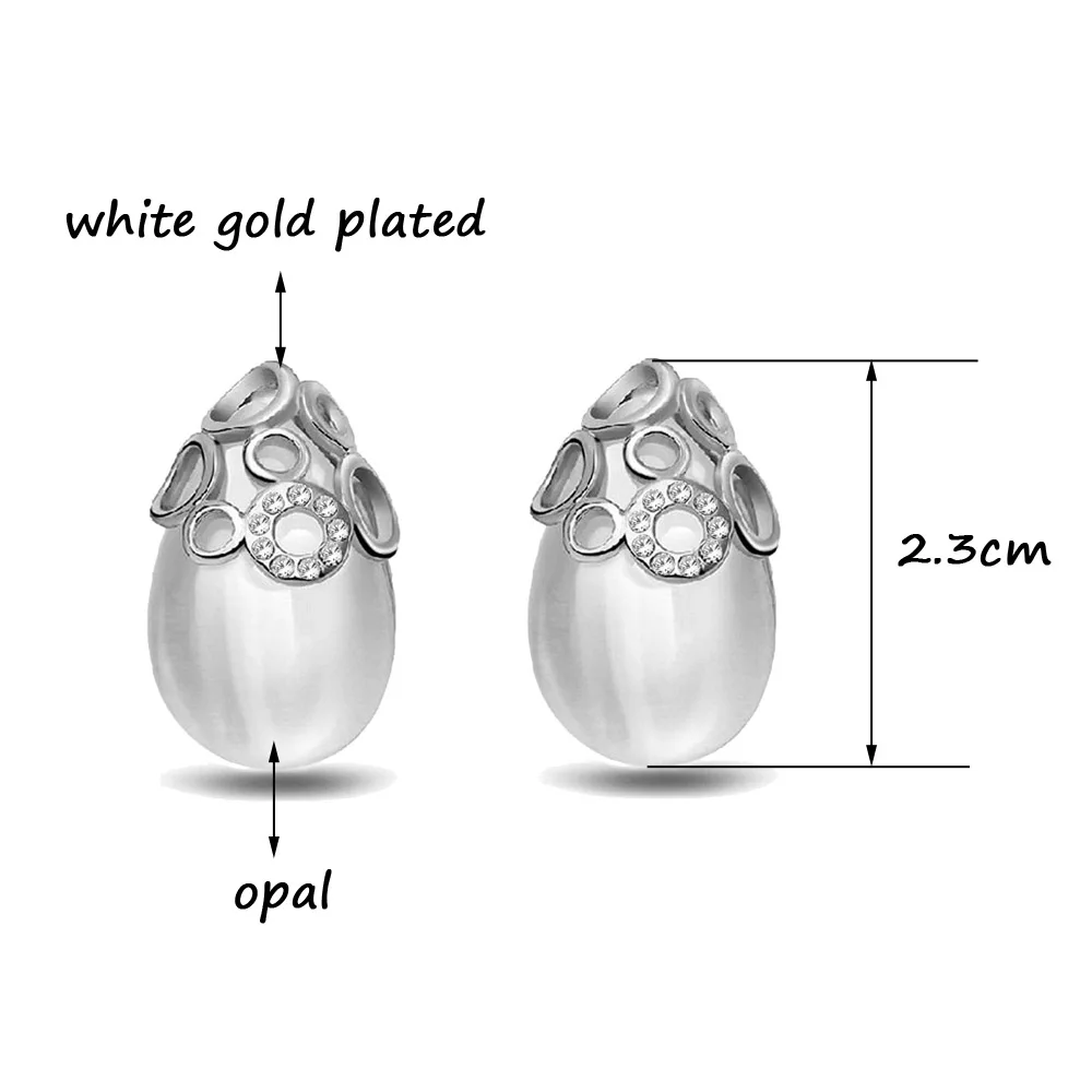 

LEEKER Vintage Blue White Pink Opal Teardrop Stud Earrings With Rhinestone Women Party Jewelry 2020 New 222 LK4