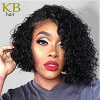 short curly human hair lace wig glueless brazilian remy 13x4 lace front wigs for black women