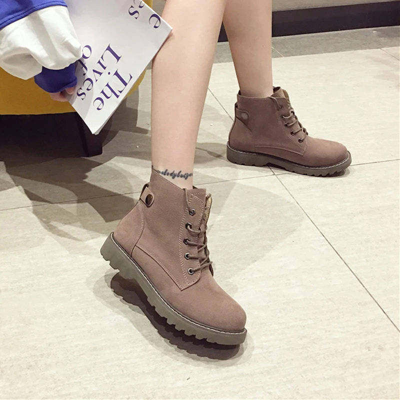 Mid Military Boots Women Retro Vintage Ankle Booties Rubber Sole Ladies Casual Cowboy Lace Up Woman Winter Shoes | Обувь