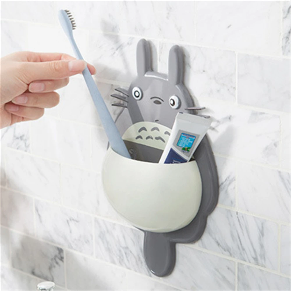 1PCS Wall Mounted Toothbrush Holder Cute Totoro Sucker Box Bathroom Organizer Tools Accessories and Toothpaste Stand | Дом и сад