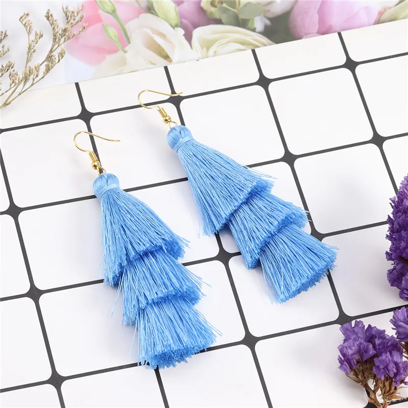 LOULEUR 3 Слоистые богемные Роскошные массивные Серьги-кисточки Boho модные ювелирные изделия женские длинные висячие серьги