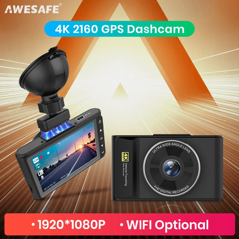AWESAFE Q8 4K 2160P gps Автомобильная камера DVR Dash cam Видео привод рекордер Авто