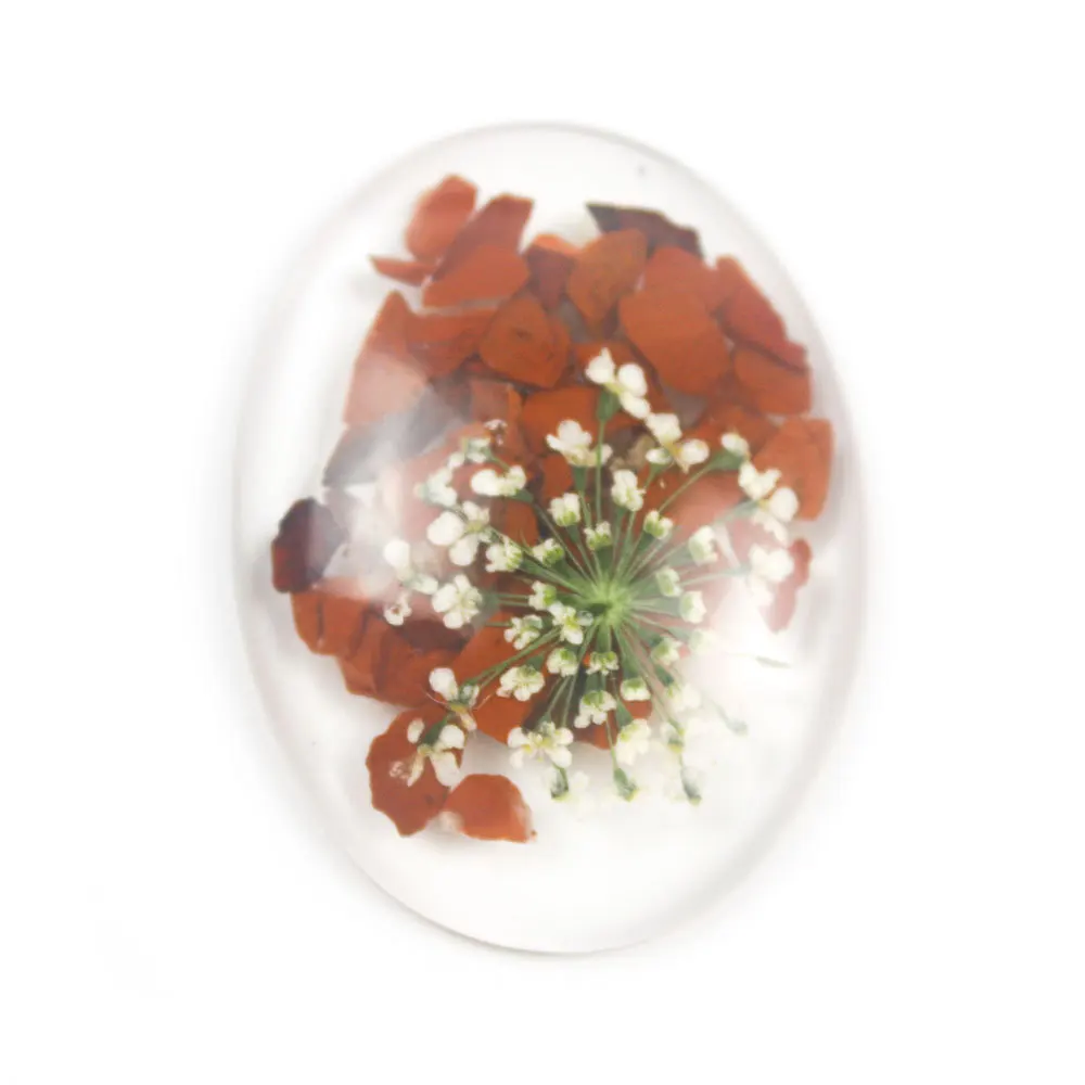 

Natural Resin Gravel Colorful Oval Flat Ring Face 40mm Beads Handmade Dried Flowers DIY Jewelry Accessories