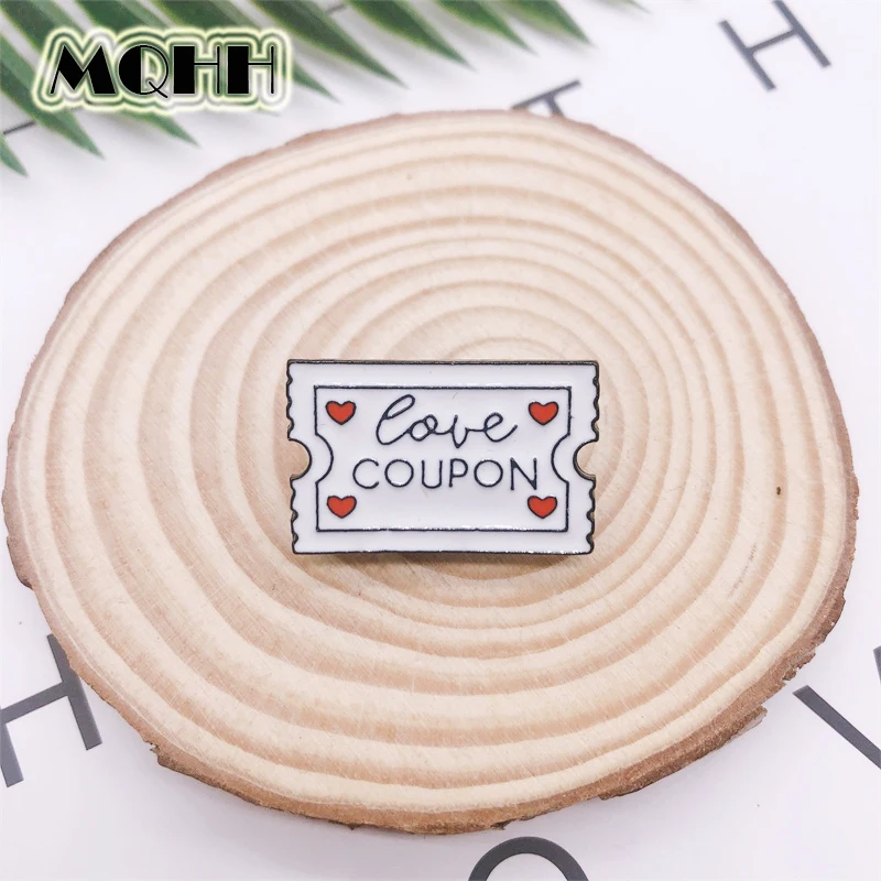 Мультяшная эмалированная брошь с милым купоном любви булавка для билета на