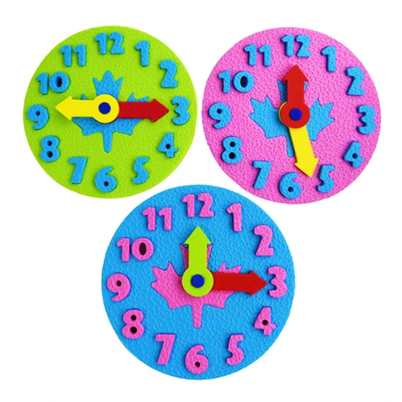 

Sensory Fidget Toy EVA DIY Learning Puzzle Colorful Clock Brain Developmental Clock Toy Time Teaching Board Baby 3+