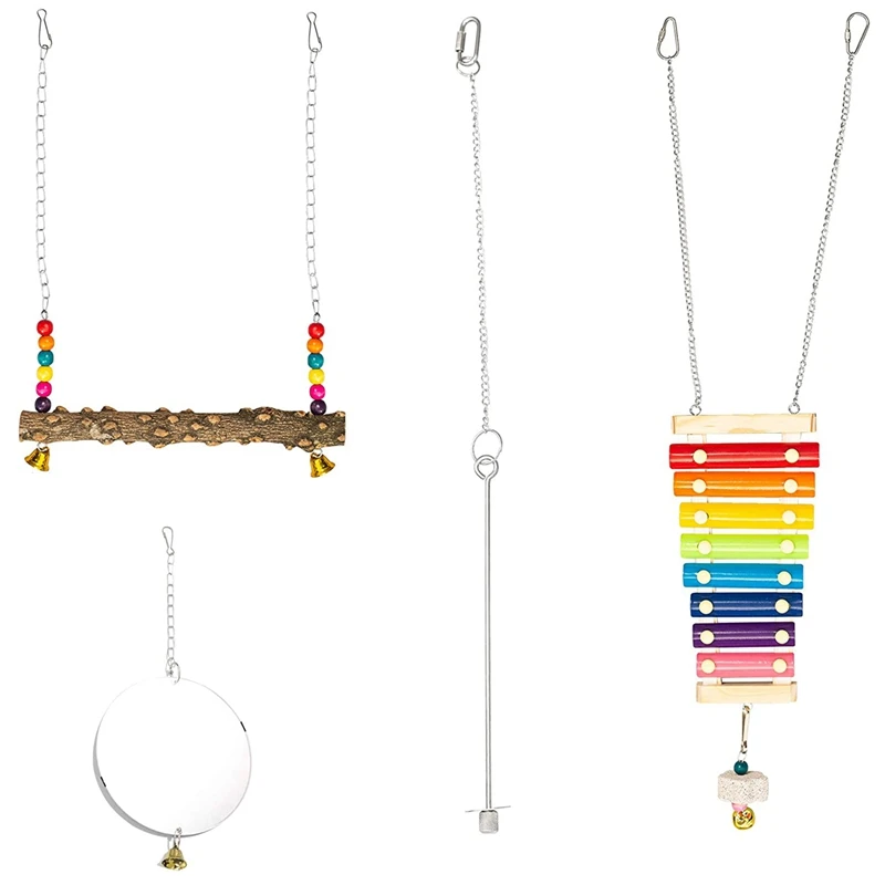 

4PCS Chicken Toys Chicken Xylophone Toy Hen Swing Toys Hens Chicken Mirror Toy, Fruits Holder for Hens