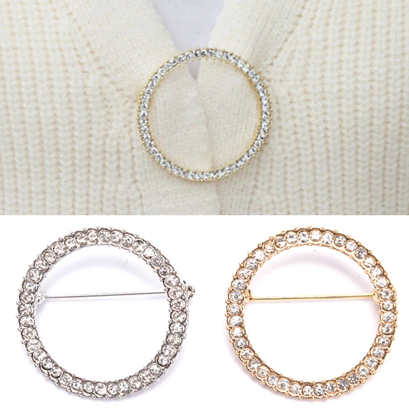 Женская ажурная брошь Стразы с цирконом зажим для шарфов шали модная круглая