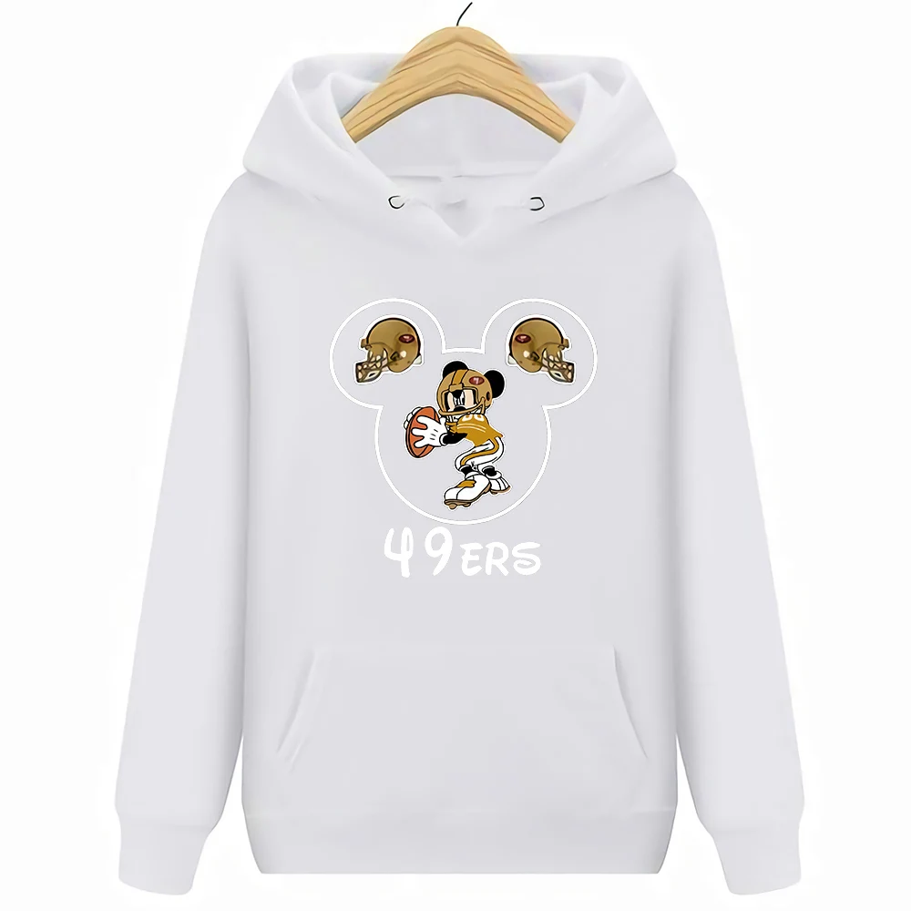 Сан уличная одежда Harajuku Francisco хлопок 49Ers Микки Маус толстовки и толстовки - Цвет: Белый
