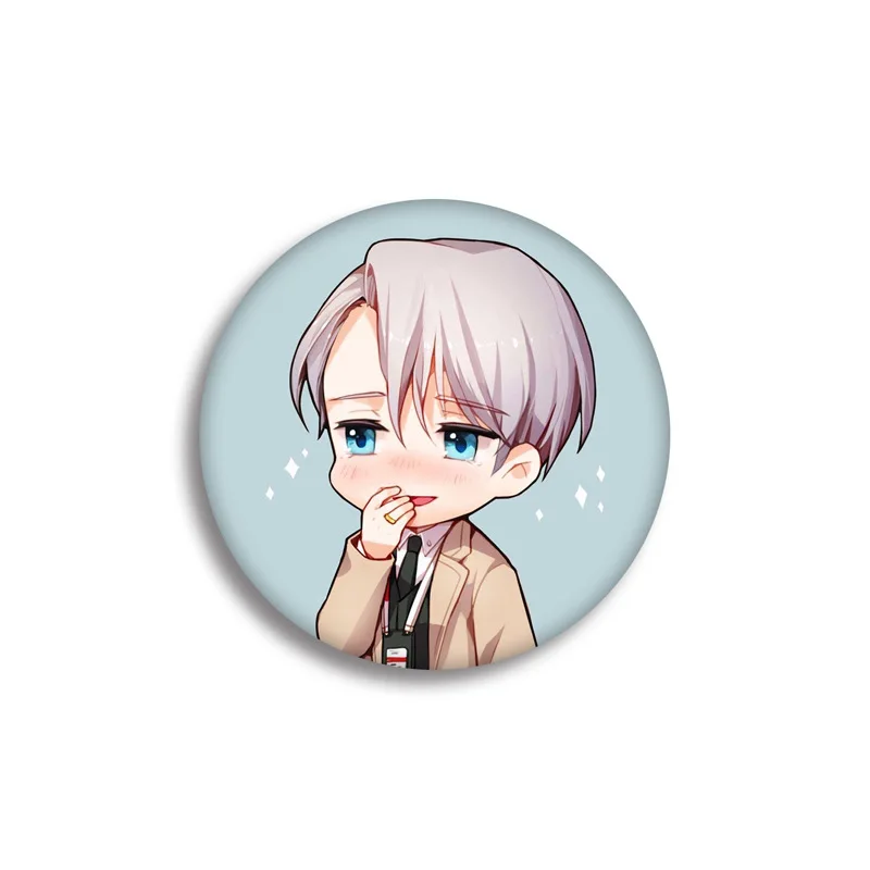 58MM Yuri!!! On Ice Lapel Pin Button Yurio Victor Sweet Cartoon Pattern Cosplay Badges Fashion Bag Clothes Backpack Decorative - купить по