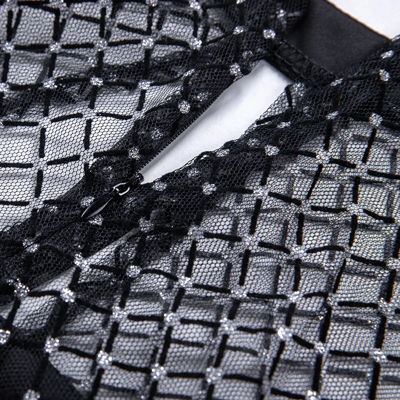 Сексуальные женские платья вечерние Клубные черные обтягивающие ажурные