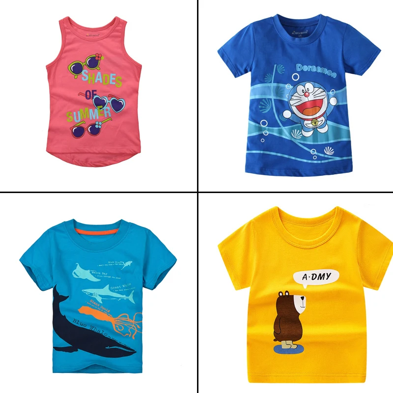 Футболка детская летняя хлопковая с коротким рукавом и круглым вырезом|Тройники|