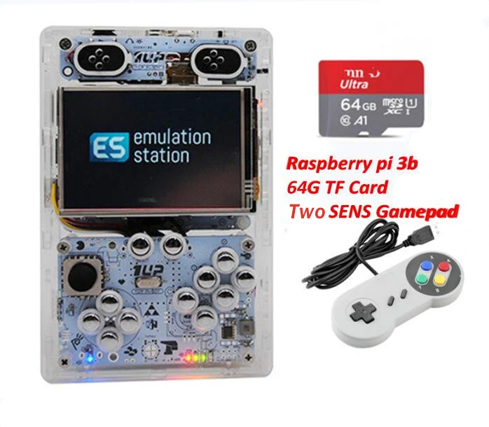 Серебристый Новинка 3,5 дюймов Raspberry Pi 3B/B+ игровая консоль с четырьмя сенсами геймпад игровой коврик для видео игровой консоли плеер с более чем 10000 игр - Цвет: Серебристый