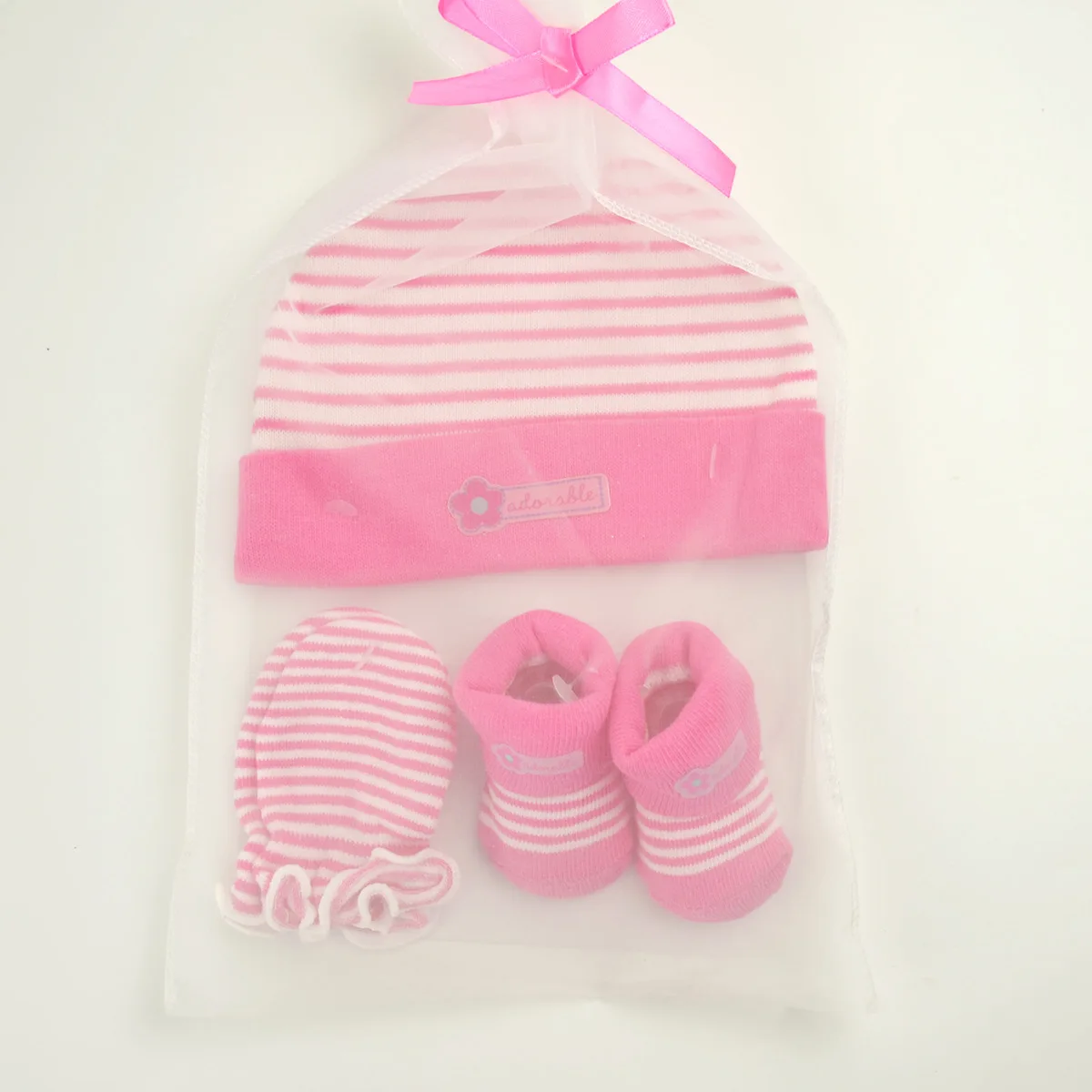 Шапочка для новорожденных носки с перчатками комплект из 3 предметов малышей