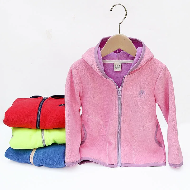 Children New Cute Soft Polar Fleece Hoodies Jacket For Girls Coat Kids Spring Outerwear Winter Korean Clothes Teenage | Детская одежда