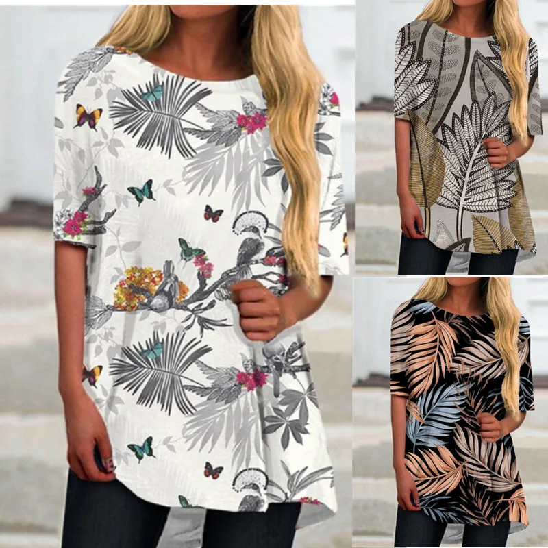 

Женский свободный топ с коротким рукавом, Повседневная винтажная одежда с принтом, большие размеры, лето 2021