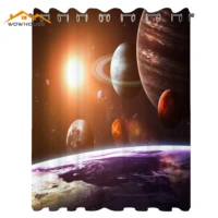 modern curtains solar system with planets outer space objects sun dark matter background print living room bedroom window drapes