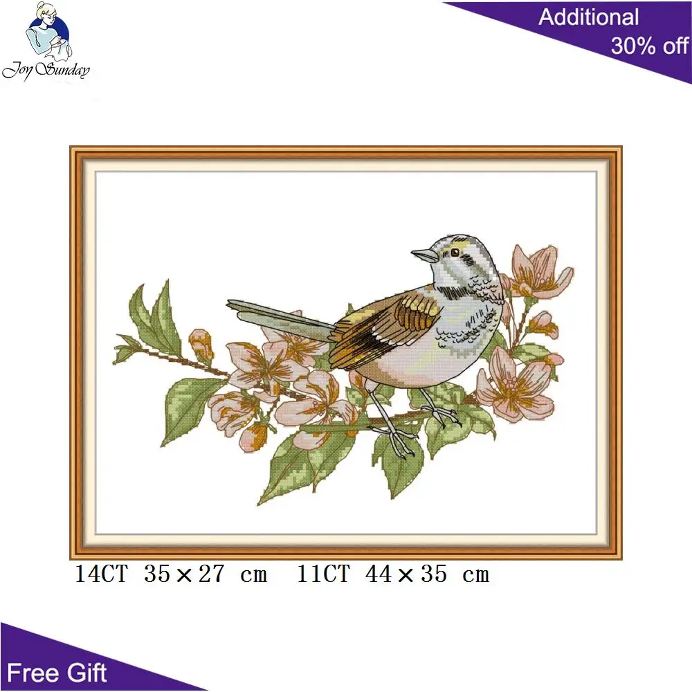 

Joy Sunday Branch Bird DA471 14CT 11CT Counted and Stamped Lucky Bird Animal Home Decor Embroidery DIY Cross Stitch kits