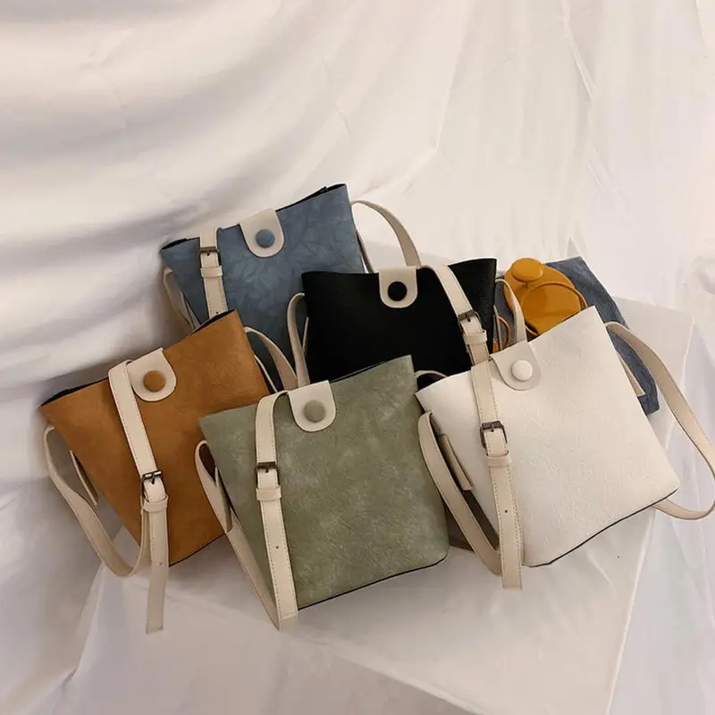 

Fashion Shoulder Bags for Women PU Leather Handbags Bucket Bag Vintage -OPK