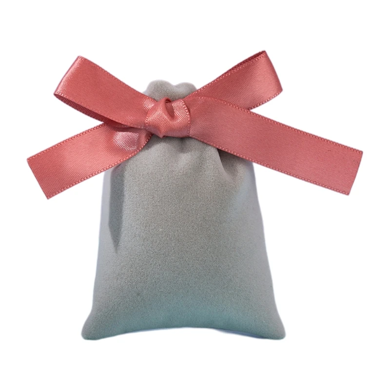 

50Pcs 7x9cm Jewelry Velvet Bags with Ribbon Flannel Pouches Gift Packing Decor B36D