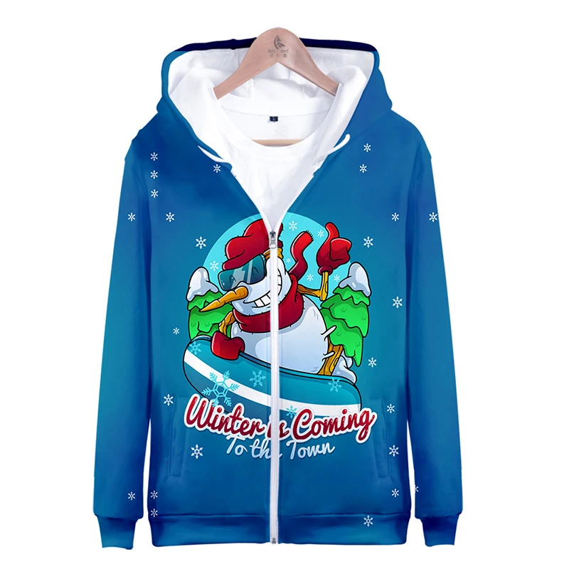 

New 3d Hoody Merry Christmas Snowman Kawaii Costume Fashion Men Women Zipper Hoodies Jackets Tops Long Sleeve Hooded Sweatshirts