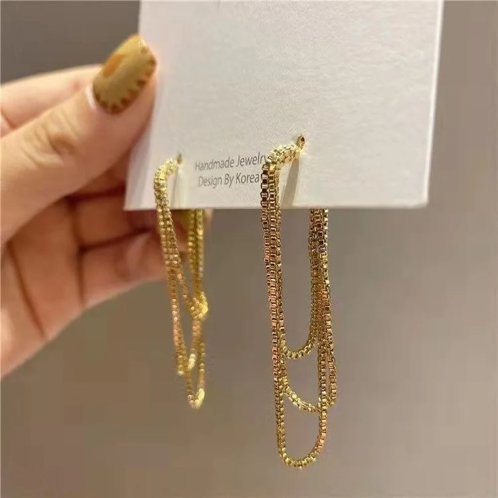 

Hernasion Women's Simple Tassel Chain Gold Earrings 2022 Trend Earrings for Women Jewelry Party Gift Designer Earrings