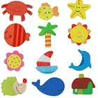 Деревянные Мультяшные наклейки на холодильник в виде животных, милые магниты на холодильник, аксессуары для украшения дома, магнитный Декор на холодильник