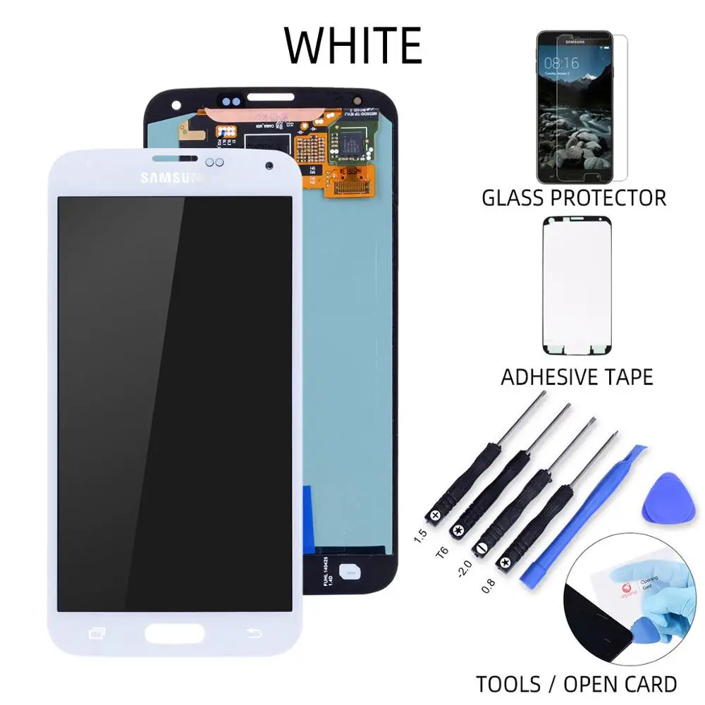 AMOLED Дисплей для SAMSUNG S5 i9600 G900 в сборе с тачскрином 5.1'' - Цвет: No Frame White