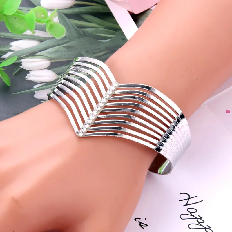 Мужские и женские браслеты в стиле хип хоп Большой Золотой металлический браслет