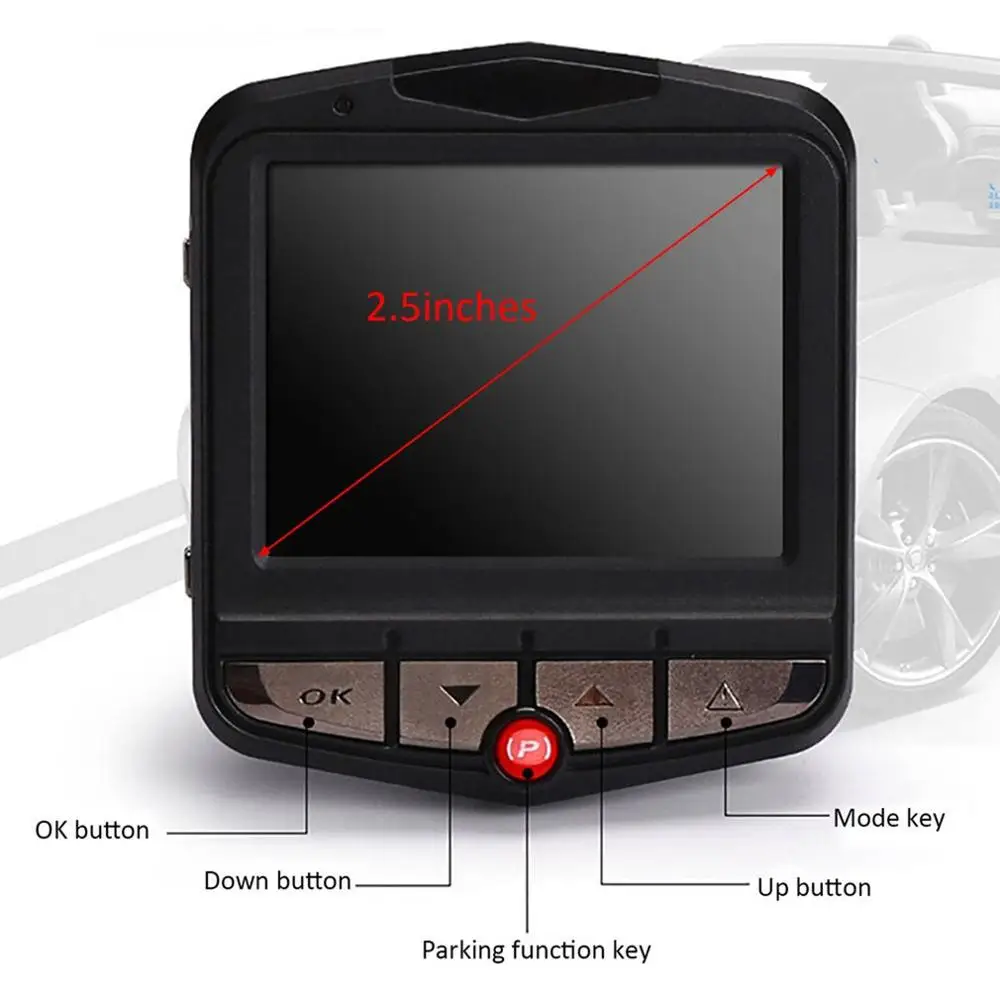 

GT300 Digital video Dashcam Screen 2.5" driving recorder Car DVR motion detection autoregistration Auto Black dash cam