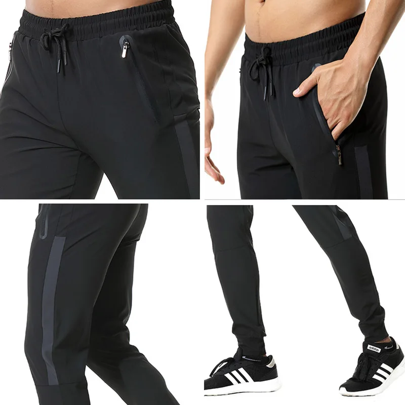 

Jogging Pants For Men Breathable Sport Sweatpants With Zip Pocket Gym Training Workout Athletic Soccer Running Trousers Black