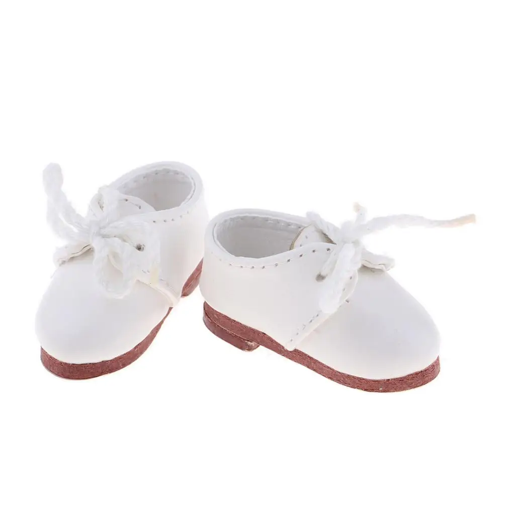

1/6 BJD Yosd Shoes White Lace Up Flats For Momoko Licca For Blythe Doll Accs