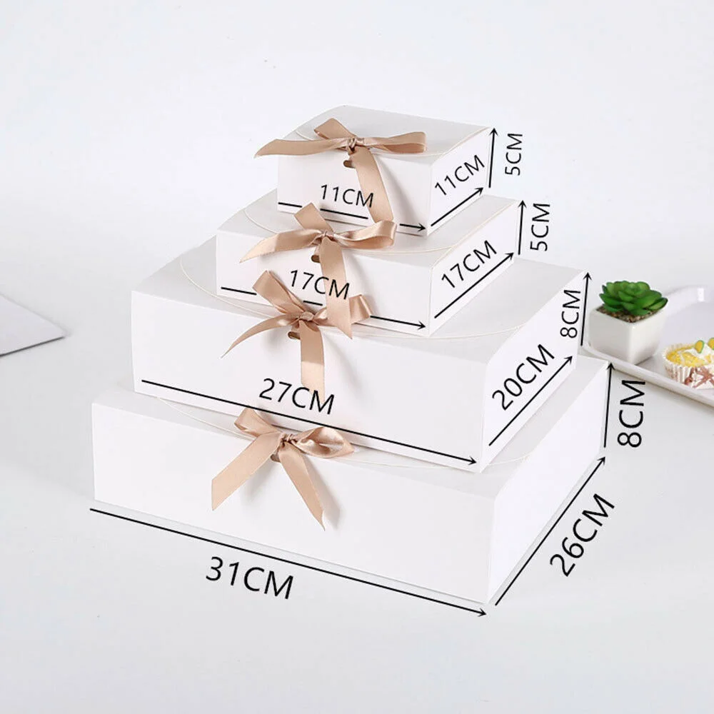 

10 Pcs Square Kraft Cardboard Box Present Package Valentine's Day Gift Candy Boxes With Ribbons Carton Packing Gift Wrap Box
