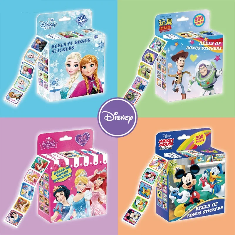

200 Pcs in a Box Disney Cartoon Stickers Frozen Elsa and Anna Princess Sofia Mickey Children Removable Toys