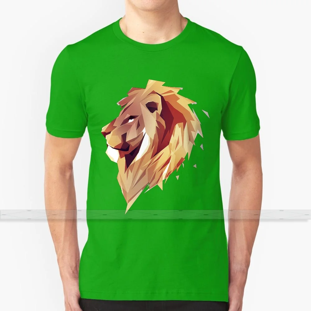 Абстрактная футболка с низким поли львом индивидуальный дизайн хлопковая для