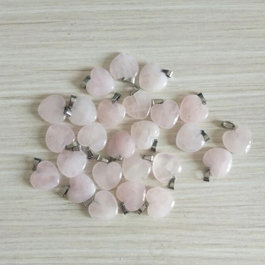 

Rose Quartzs Heart Pendants For Lovers Gift Natural Gem Stone Beads Pendulum Pendant 1Pcs QV0121