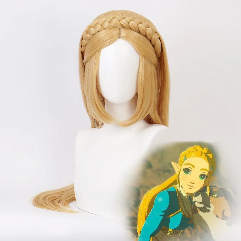 

Cos Wig Set Golden Long Hair Braid Hair Anime Accessories Halloween Party Cosplay Female Decoration