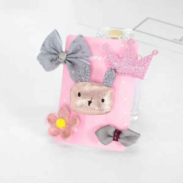 Children's hairpin set hair accessories 5PCS/SET baby flowers bow side clip girls crown all-inclusive cloth side clip