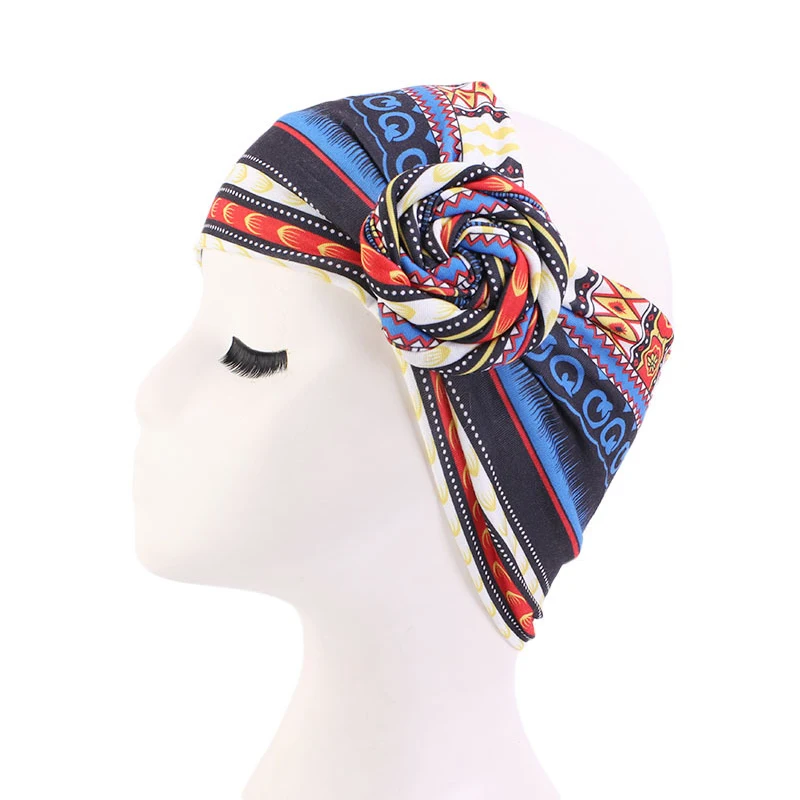 

New Fashion Floral Elastic Bandana Headbands Vintage Front Knot Cotton Turban Women Hair Tie Scarf Head Wrap Hair Accessories
